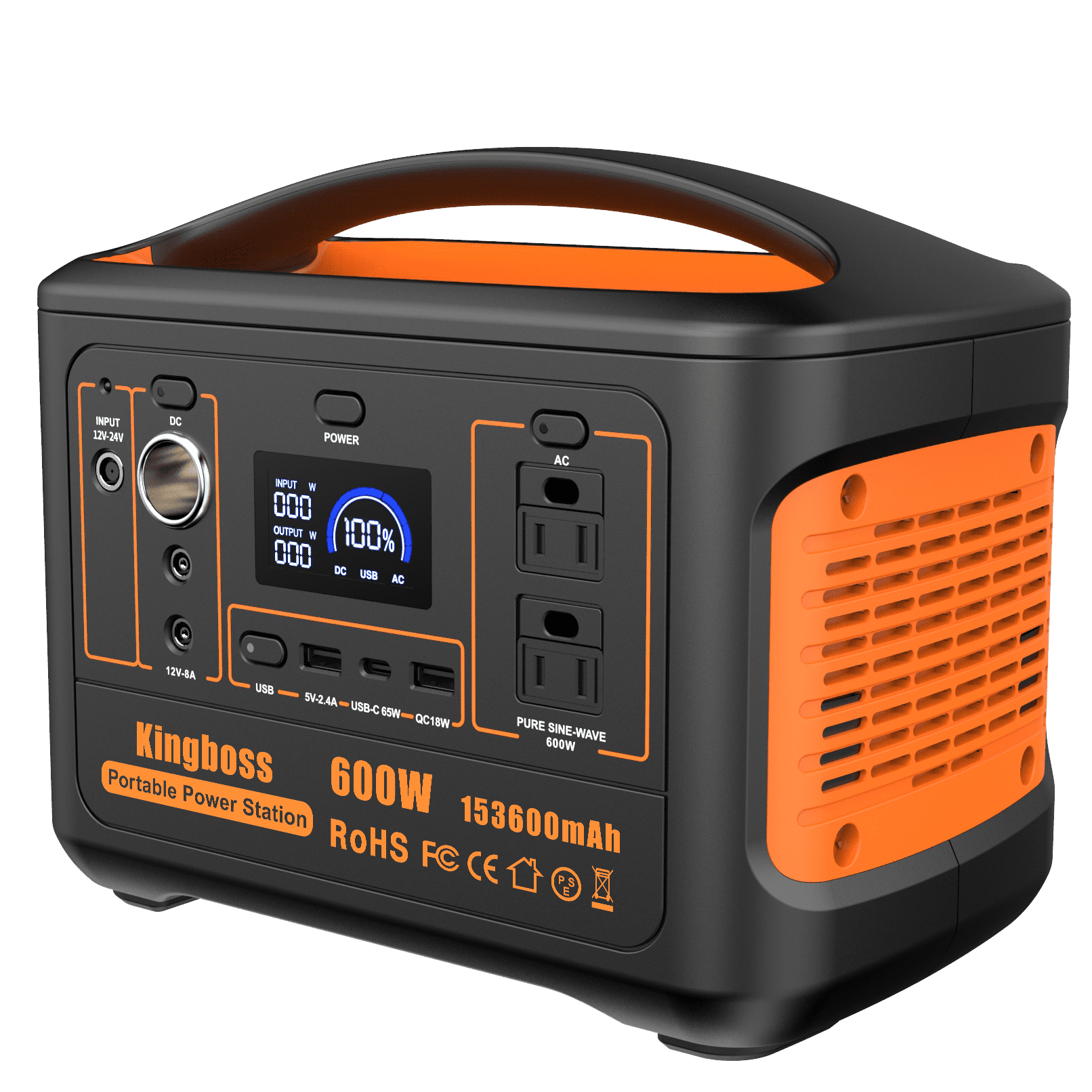 600W Portable Power Station Solar Generator (Peak 1200W) Kingboss
