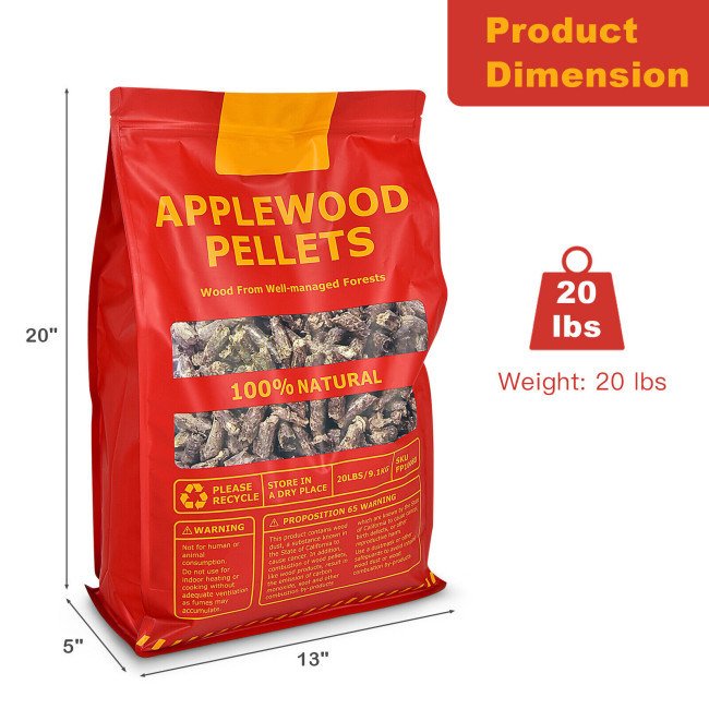 20 Pounds, Apple Wood Pellets 100 AllNatural for Pellet Grills
